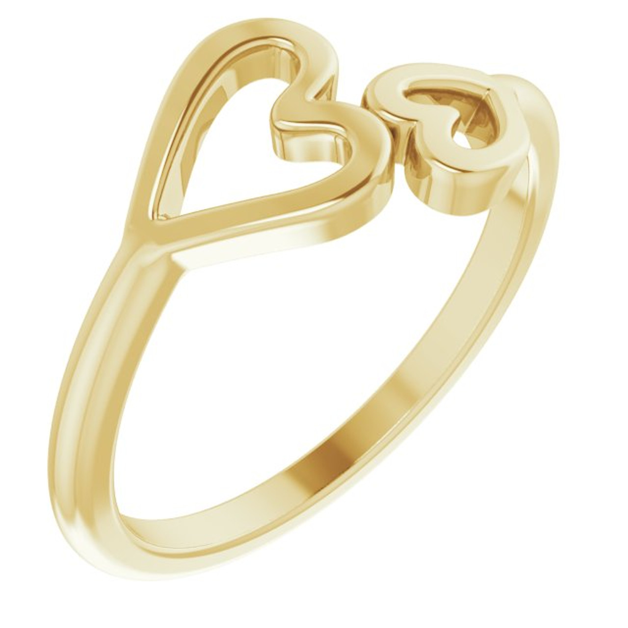10k Solid Gold Yellow Double Heart Ring (FC 138) – Fran & Co. Jewelry Inc.